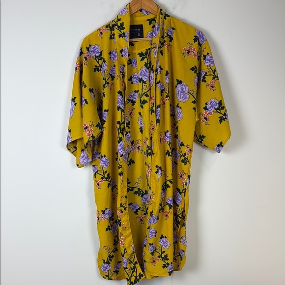 Cotton-On Floral Yellow Kimono Jacket Size Extra Small - Picture 1 of 5